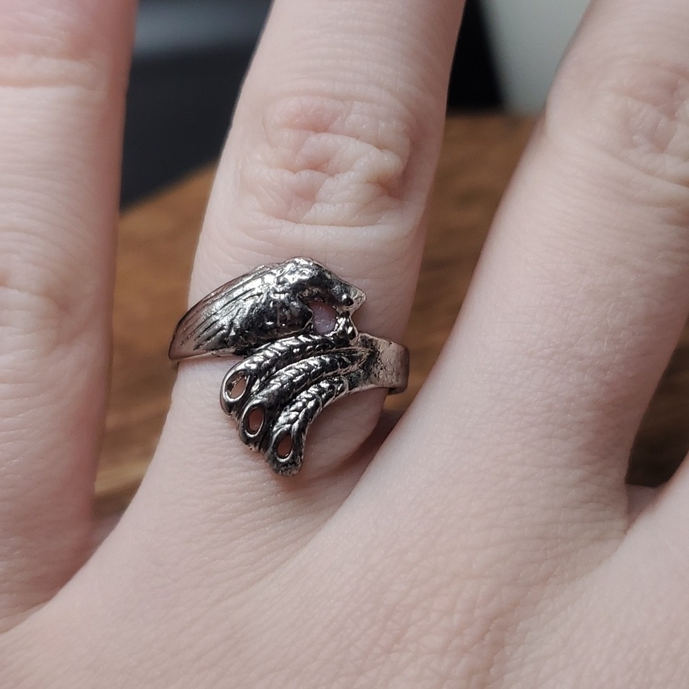 Size 6.5 peacock flare ring sterling‎ silver R747